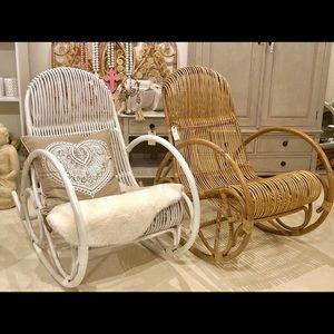 WHITE Rattan rocking chair